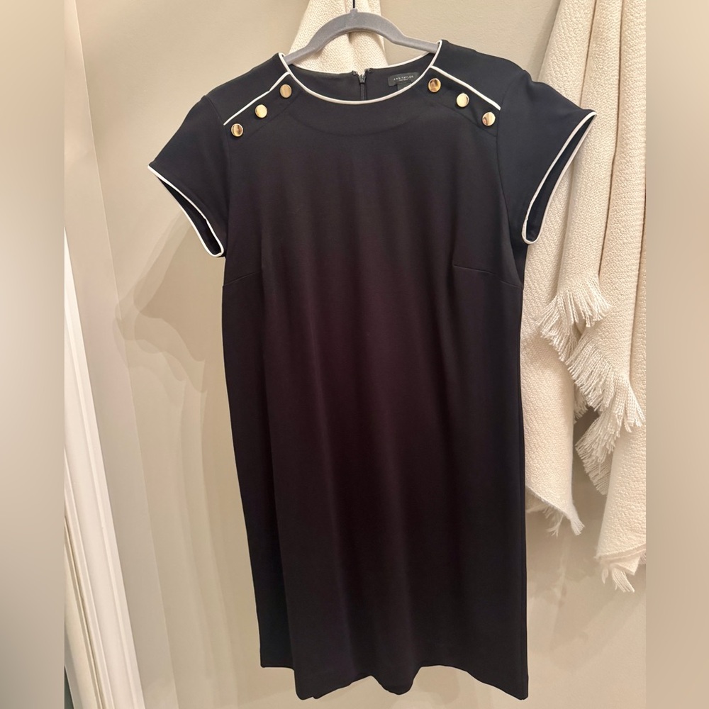 Ann Taylor Black Dress with White Accents